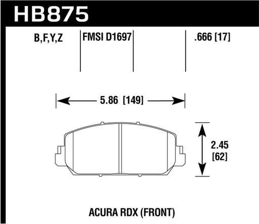 Hawk 14-17 Acura RDX/RLX LTS Street Front Brake Pads