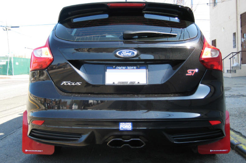 Rally Armor 13-16 Ford Focus ST /16-17 Focus RS UR Black Mud Flap with Nitrous Blue Logo