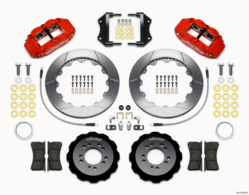 Wilwood Narrow Superlite 6R Front Hat Kit 12.88in Red 2013-Up Ford Focus ST w/ Lines