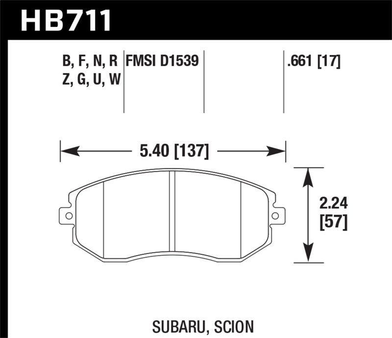 Hawk 13 Subaru BRZ / 13 Scion FR-S HP Plus Front Street Brake Pads