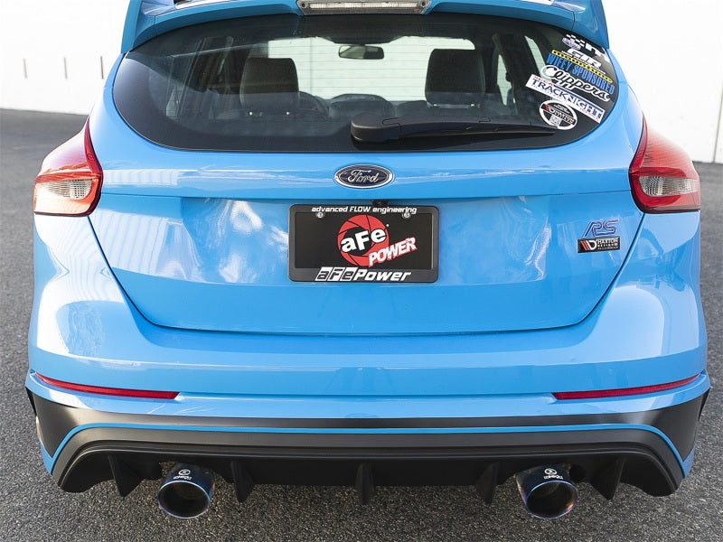 aFe Takeda 3in 304 SS Axle-Back Exhaust System w/ Blue Flame Tip 16-18 Ford Focus RS 2.3L (t)