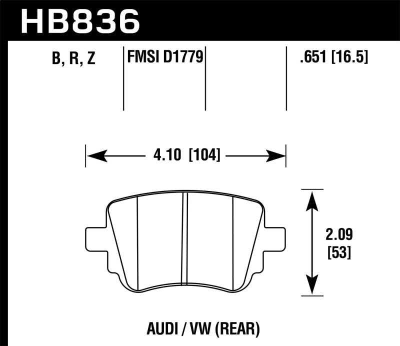 Hawk 15-17 Volkswagen Golf / 15-16 Volkswagen Golf GTI Performance Ceramic Street Rear Brake Pads