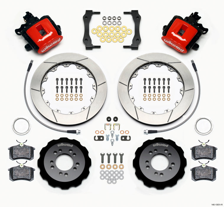 Wilwood Combination Parking Brake Rear Kit 12.88in Red 2013-Up Ford Focus ST w/ Lines
