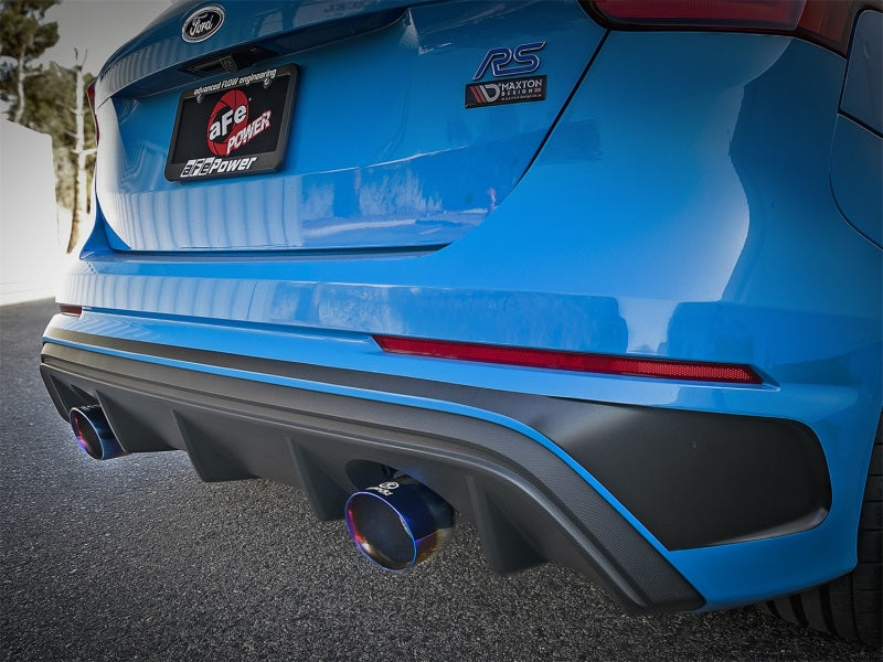 aFe Takeda 3in 304 SS Axle-Back Exhaust System w/ Blue Flame Tip 16-18 Ford Focus RS 2.3L (t)